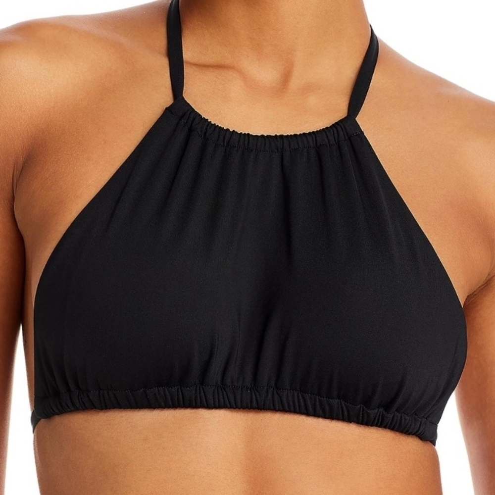 AQUA HIGH NECK Halter Black Bikini Swim Top